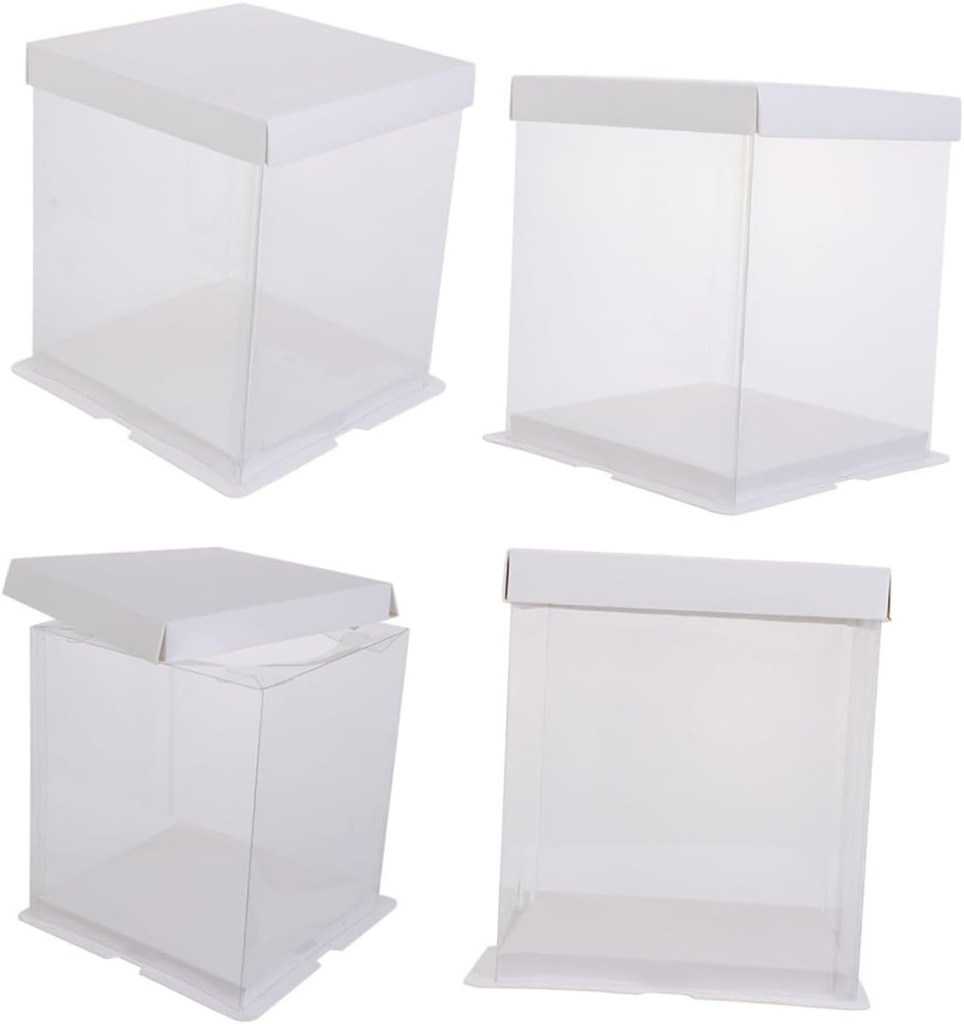 4pcs Birthday Cake Boxes Portable Cake Carriers for Parties and Events Elegant Design for Safe Display and Transport