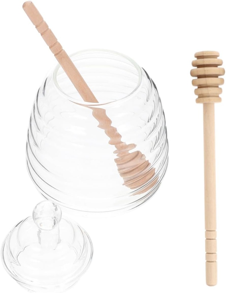 Large Honey Jar Lid Honey Dispenser Wide Mouth Mason Jar Storage Containers for Pot Storage Holder Glass Canister Kitchen