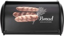 Bread Container, Large Capacity Bread Box with Rolling Door, Stainless Steel Bread Storage Bin, Kitchen Countertop Bread Holder for Baking Enthusiasts (Black)