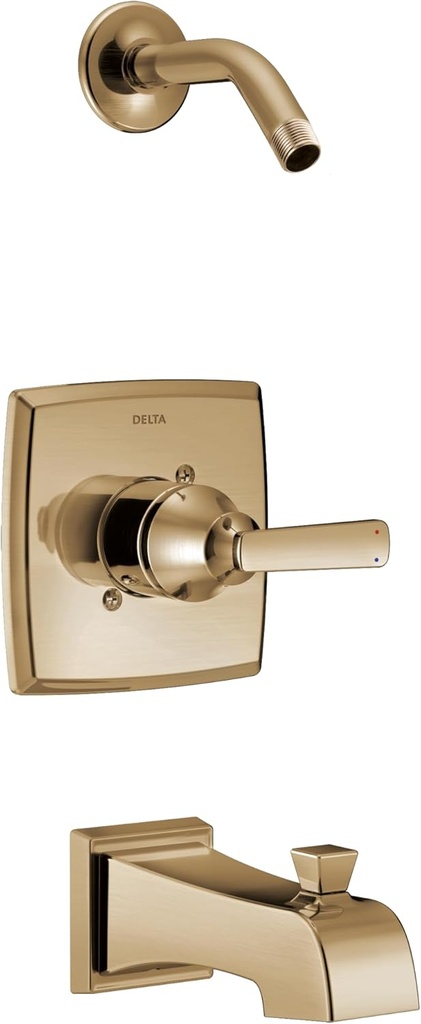 Delta Ashlyn 14 Series Single-Function Bathtub and Shower Faucet Set, Gold Valve Handle Trim Kit, Champagne Bronze T14464-CZLHD (Shower Head and Valve Not Included)