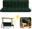 2/3 Seater Swing Replacement Cushion, Waterproof Porch Swing Cushions with Backrest, Thickened Bench Cushions for Outdoor Furniture, for Outdoor Patio Swing (Dark Green, 63 * 40in)
