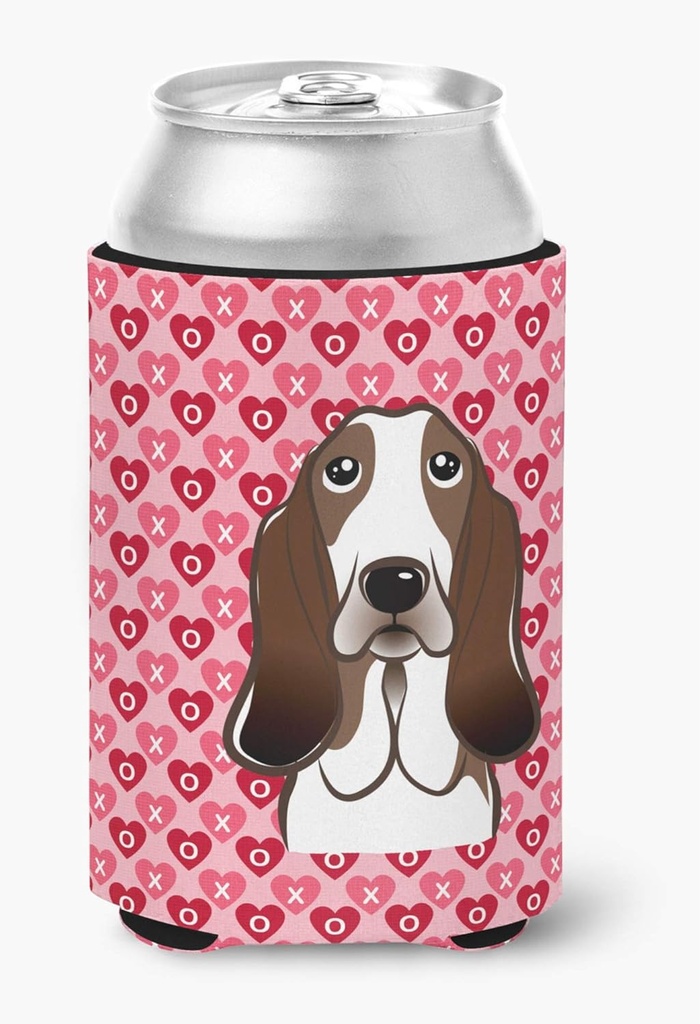Caroline's Treasures BB5313CC Basset Hound Can or Bottle Hugger Cooler Washable Drink Sleeve Collapsible Beverage Insulated Holder, Can Hugger, Multicolor