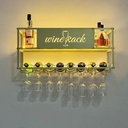 Wine Rack Wall Mounted with LED Light,with Hanging Wine Glass Holder,Metal Floating Shelves,Liquor Bottle Display Shelf,Large Capacity Storage Racks for Bar Wine Cellar Kitchen Decor,Black/G