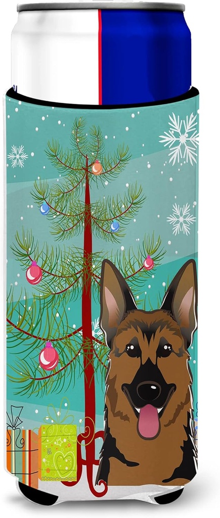 Caroline's Treasures Christmas Tree and German Shepherd Michelob Ultra Koozies for Slim Cans, Multicolor