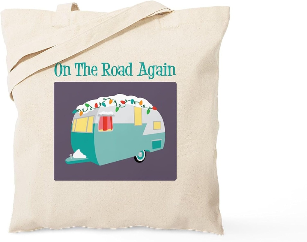 CafePress On The Road Again Tote Bag Reusable Natural Beige Canvas Shopping Bag