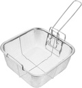 Cabilock Square Frying Basket with Foldable Handle, 8X8X4 Inch Stainless Steel Deep Fry Basket for Kitchen Use, Fryer French Fries and Food Strainer