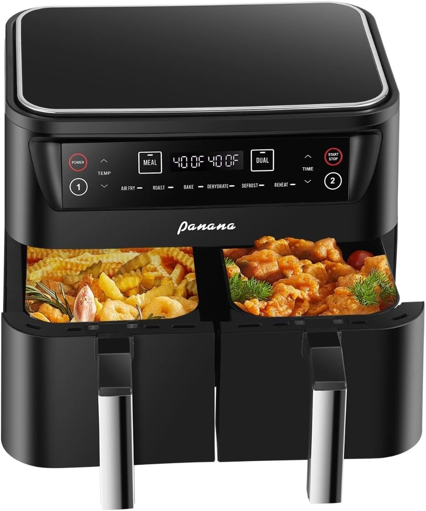 Air Fryer 8.5QT, Dual Zone 6 in 1 Air Fryer for Roast, Bake, Dehydrator, Defrost, Reheat for Quick Meals, Airfryers for Family Use