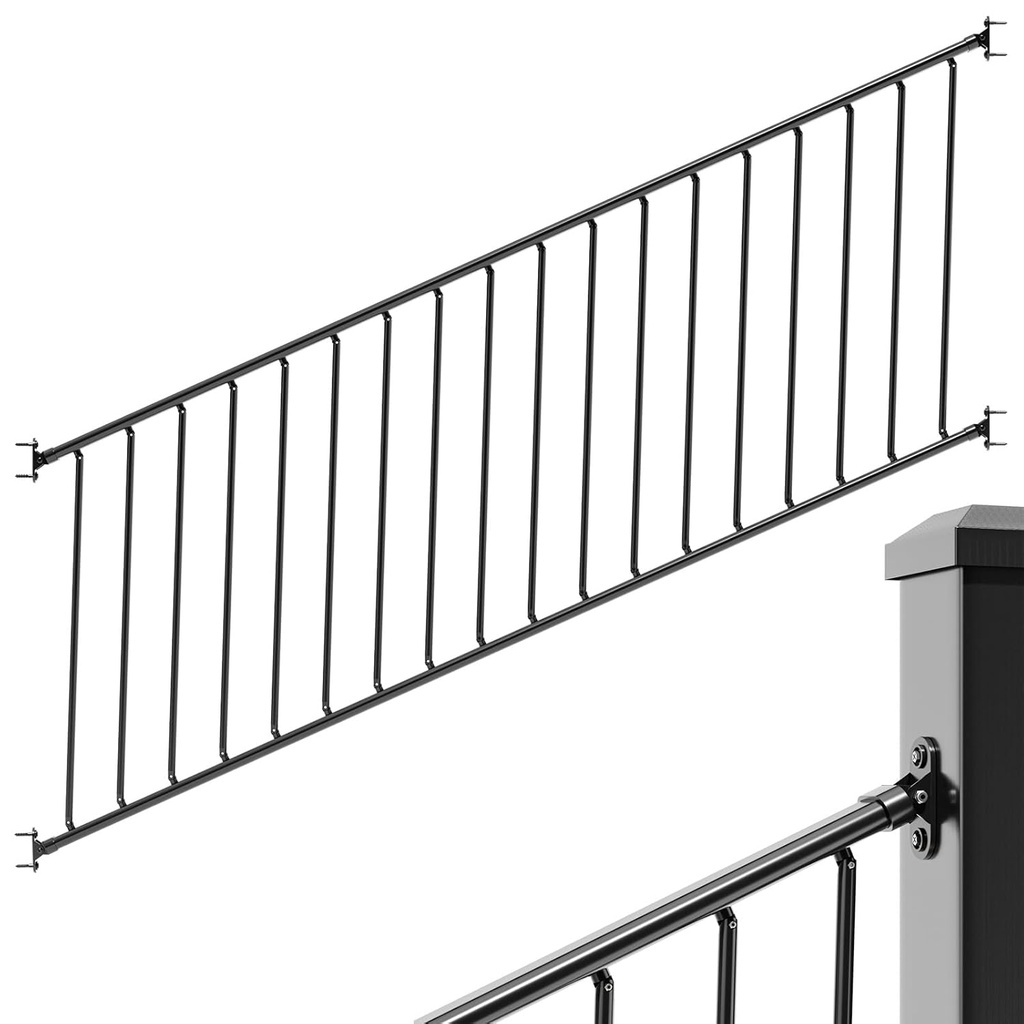 Aluminum Railing Kit, Adjustable Angle Stair Railing Kit, Universal Railing Kit for Wooden Stairs Rails, Concrete Steps & Porch & Deck, Easy to Install, Not Include Post(36in Stair, 4ft)