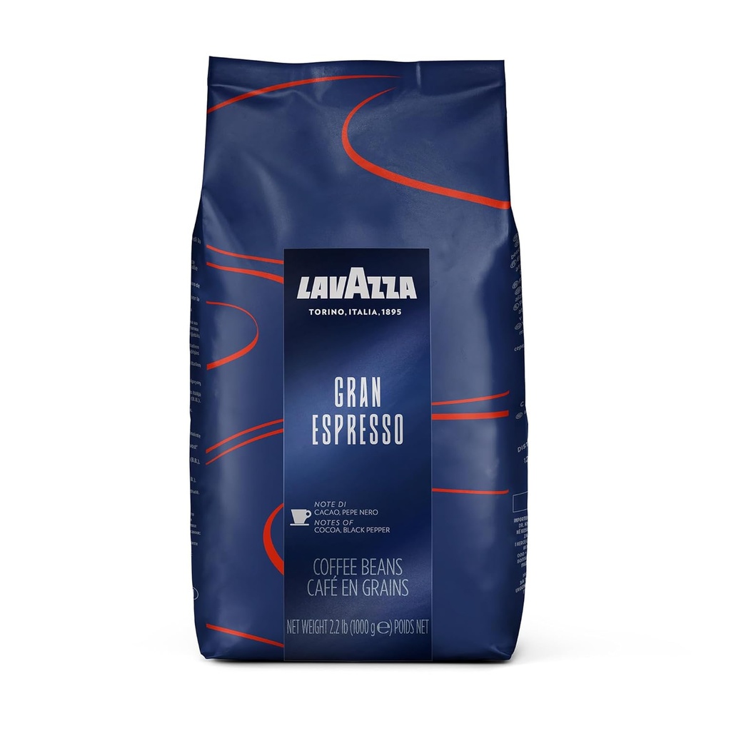 Lavazza Gran Espresso Whole Bean Coffee Blend, Medium Espresso Roast, Bag 2.2 LB (Pack of 1), Balanced and rich flavor with notes of cocoa