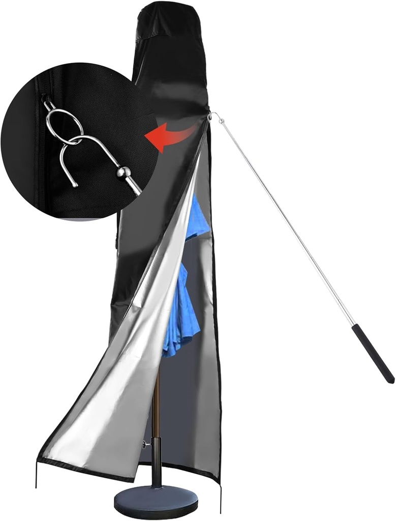 Patio Umbrella Covers Waterproof Outdoor,Market Umbrella Cover 420D,Heavy Duty, Umbrella Parasol Cover with Top Vent,Push Rod,Zipper,Outdoor Umbrella Covers (fits Market Parasol Umbrella 7ft-10ft)