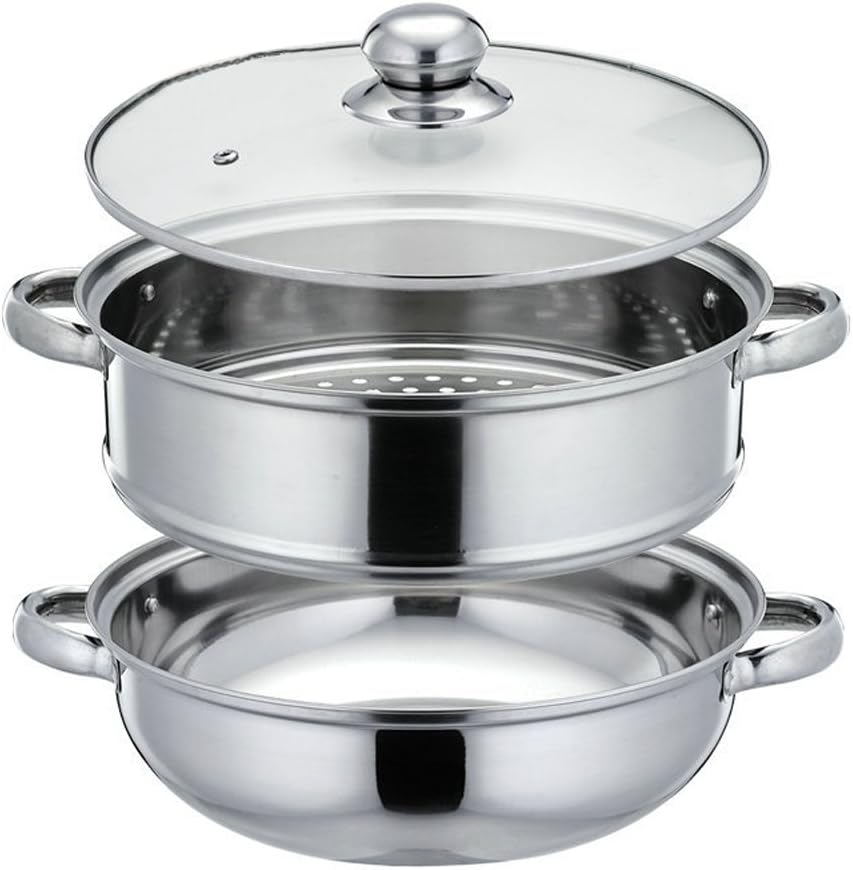 Stainless Steel Stack Steam Pot Set Saucepot Double Boiler Cookware Pot 2 Tier (28cm)