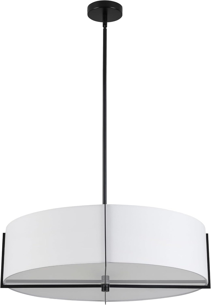 Preston 4 Light Pendant - 26" Dia - Matte Black - Black Shade