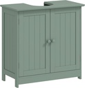 HOMCOM Under Sink Bathroom Cabinet, Pedestal Sink Storage Cabinet with 2 Doors, Shelf and U-Shape, Dark Green
