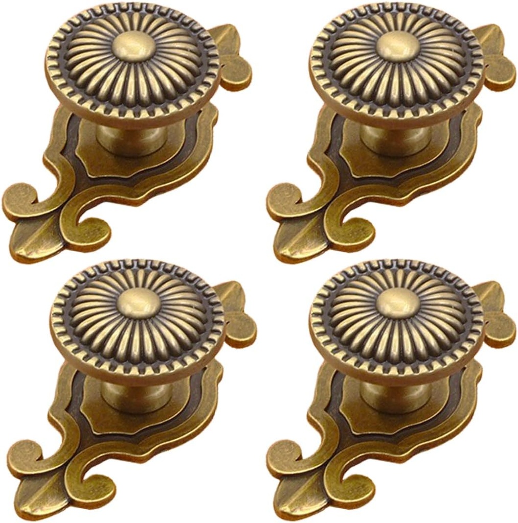 Brass Cabinet Knobs, [4 Pack] Vintage Retro Mushroom Drawer Knobs with Backplate, Dresser Pull Handles for Kitchen/Cupboard/Wardrobe/Cabinet (Gold, 4 Pieces)