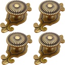 Brass Cabinet Knobs, [4 Pack] Vintage Retro Mushroom Drawer Knobs with Backplate, Dresser Pull Handles for Kitchen/Cupboard/Wardrobe/Cabinet (Gold, 4 Pieces)