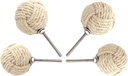 Jute Rope Door Knobs - Off White Pull and Push Handle Knobs for Cabinets, Wardrobes & Cupboards - Nautical Handmade Jute Ropes Door Knobs/Rope Knot Drawer Pulls - Home Decor Gifts (Set Of 4)
