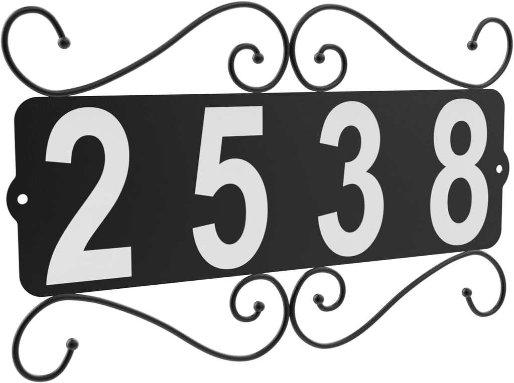 Metal Address Plaque, Address Number, Waterproof, Horizontal & Vertical Mounted Address Sign for House Home Office Street Yard Mailbox (style)
