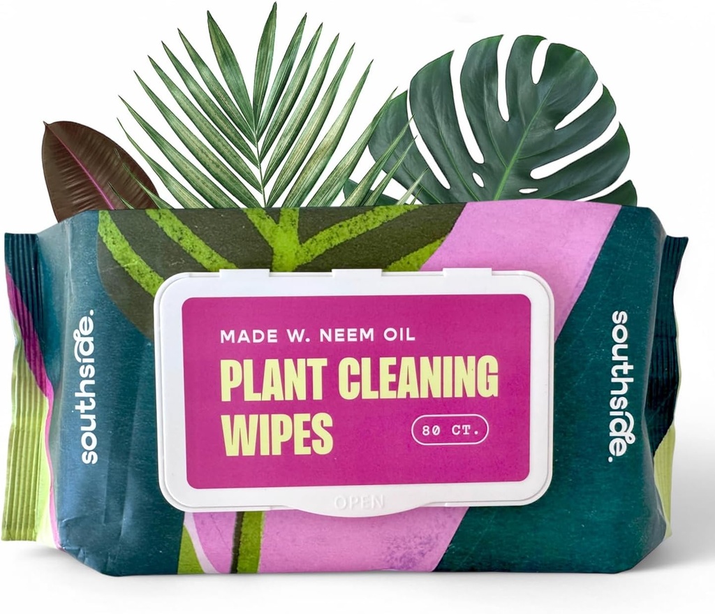 Plant Cleaning Wipes by Southside Plants - Gentle, Plant-Based Wipes for Shiny Leaves and Better Photosynthesis - Unscented, Extra Thick Waffle Weave Leaf Wipe for Indoor & Outdoor Plants - 80 Ct