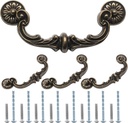 Uenhoy 4 Pack Vintage Drawer Pulls 6 Inch (150mm) Hole Center Drop Bail Cabinet Pulls, Bronze Bail Handle Drop Pull Handles for Cabinet Dresser Drawer