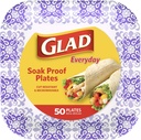 Glad Square Disposable Paper Plates for All Occasions | Soak Proof, Cut Proof, Microwaveable Heavy Duty Disposable Plates | 8.5" Diameter, 50 Count Bulk Paper Plates