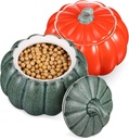 Unomor 2pcs Pumpkin Shaped Ceramic Snack Jars with Lid Elegant Food Storage Canisters for Tea Candy and Cookies Decor Containers