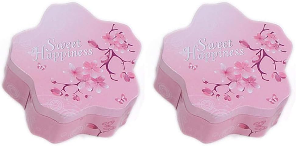 Candy Tins Jars Cherry Blossoms Printed Metal Tin with Lid Empty Metal Storage Tin Cans Containers Tinplate Storage Tins for Candy Cookie Wedding Christmas Party Gift Giving,Flower Shape,2 Pack
