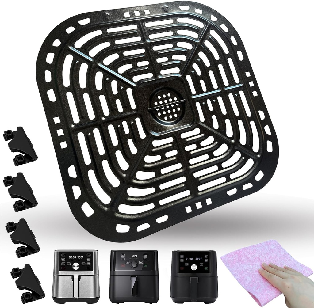 6QT Air Fryer Grill Plate for Instants Pot Vortex Plus 6QT XL Air Fryers, Updated Air Fryer Rack Grill Pan Crisper Plate Tray Insert Grate Grid Shelf for 6QT Instants Air Fryer, Dishwasher Safe