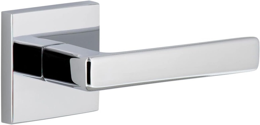 Viaggio QADLUS_SD_RH Quadrato Right Handed Solid Brass Non-Turning One-Sided Dummy Door Lever with Lusso Lever and Quadrato Backplate - Bright Chrome