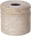 KOUBOO La Jolla Toilet Paper Roll Cover | Wicker Bathroom Decor | Freestanding Toilet Paper Storage, Basket with Lid, Bathroom Essentials, Decorative Tissue Holder, White-Wash