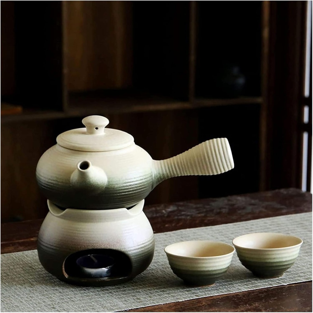 Traditional Sake Cup Ceramic Wine Glasses Japanese Sake Set Side Handle Sake Bottle Traditional Ceramic Hot Set 4 Pieces Candle Stove 1 Japanese Sake