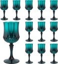 Plastic Wine Glasses，Plastic Goblets Vintage Style Cordial Drinking Glasses for Wedding Reception, Christmas Grand Event Party Supplies (12, Green)