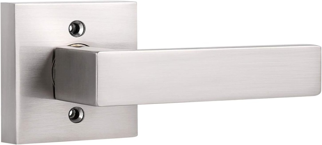 1 Pack Square Single Dummy Lever Door Handle, Brushed Nickel Straight Handle Left Handed Right Handed Door Knobs, No-Turning Single Side Pull