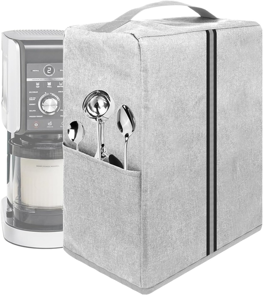 Ice Cream Maker Dust Cover compatible with Ninja NC501 CREAMi Deluxe 11-in-1 Ice Cream & Frozen Treat Maker for Ice Cream/Ninja NC301 CREAMi Ice Cream Maker - Light Gray