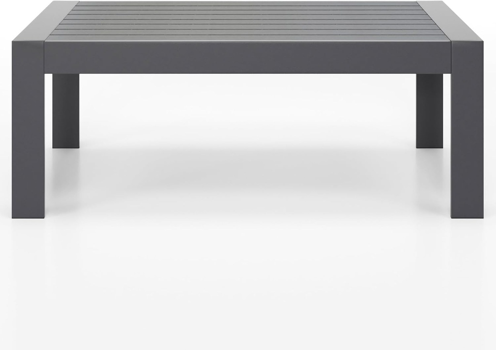 Solaste Aluminum Outdoor Coffee Table, All-Weather Rectangle Metal Patio Coffee Table Furniture for Balcony, Garden, Indoor or Outdoor Use, Dark Grey