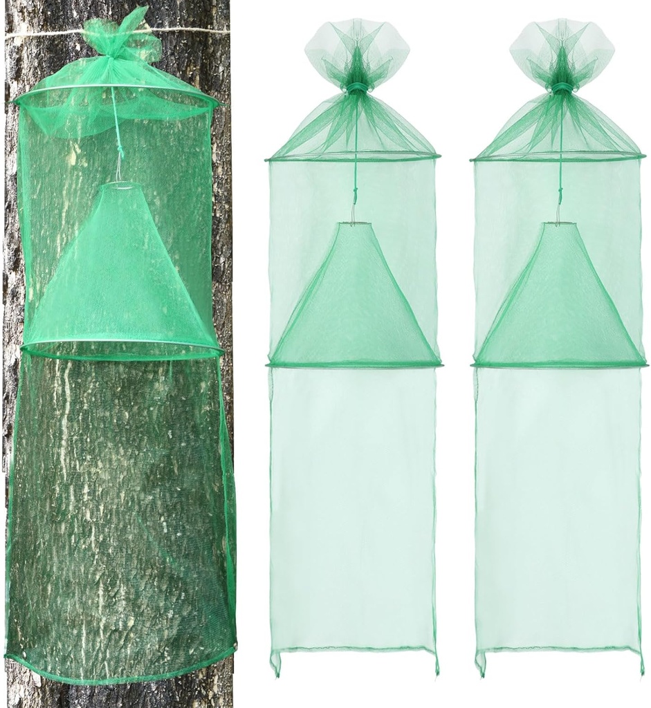 Qualirey 2 Pack Spotted Lanternfly Traps Lantern Fly Killer Mesh Tree Trap with Jute Rope and Nails Effective Way to Catch Lantern Flies and Nymphs (Green)