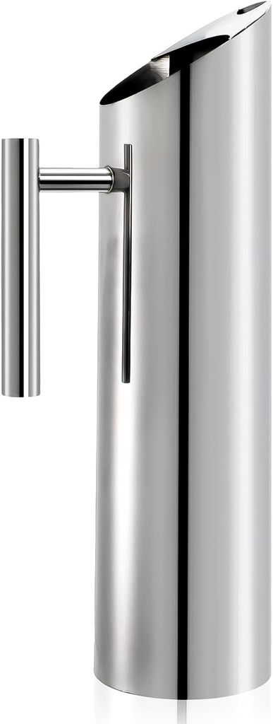 Hiceeden Stainless Steel Water Pitcher, 70oz/2L Modern Metal Pitcher with Ice Guard, Silver Carafe Drink Jug with Handle, Homemade Beverage Container for Juice, Coffee, Milk, Iced/Hot Tea