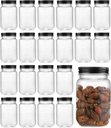 16 Ounce Clear Mason Jars Plastic Storage Containers with Lids Plastic Jars,BPA Free (20 Pack-Black)