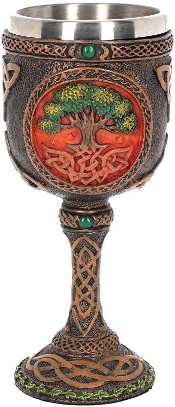 Nemesis Now Tree of Life Goblet 17.5cm Green, Resin w/Stainless Steel Insert