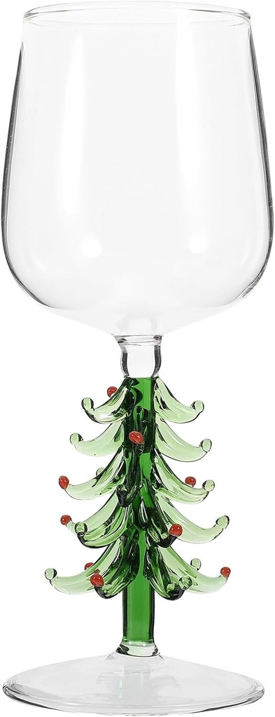 Luxshiny Christmas Tree Wine Glasses Christmas Green Goblet 1pc Xmas Crystal Holiday Tree Stemmed Wine Glass Cup Cocktail Glasses Christmas Glassware For Winter Festive New Years Cheerful Party 360ml