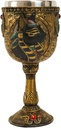 Ebros Ancient Egyptian Goddess Of The Home And Women Bastet Cat Wine Goblet In Golden Hieroglyphic Design With Gods Of Egypt Scarab Uraeus Cobras 6oz 7"Tall Decorative Chalice Cup