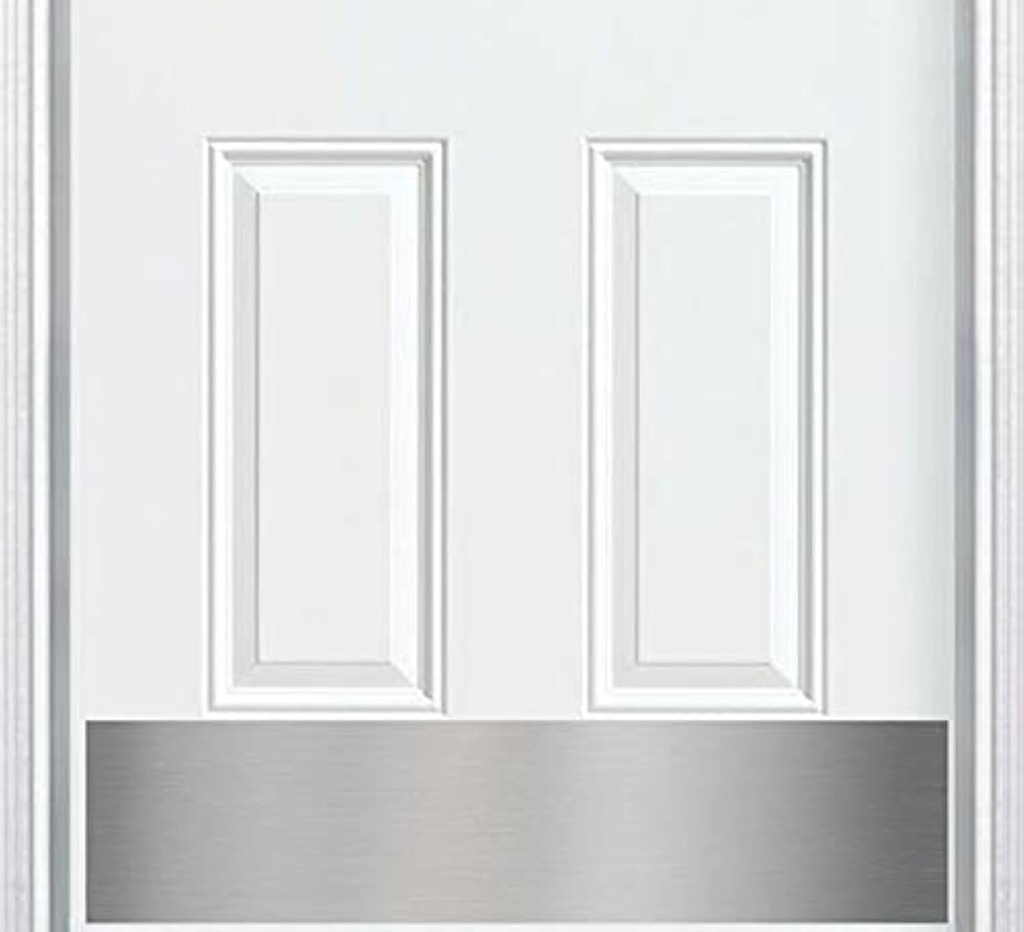Deck the Door Decor | Door Kick Plate - Anodized Aluminum – Screw Mount – Satin Black, Satin Nickel, Shiny Brass & Oil Rubbed Bronze Finish – Many Sizes (8x34", Satin Nickel)