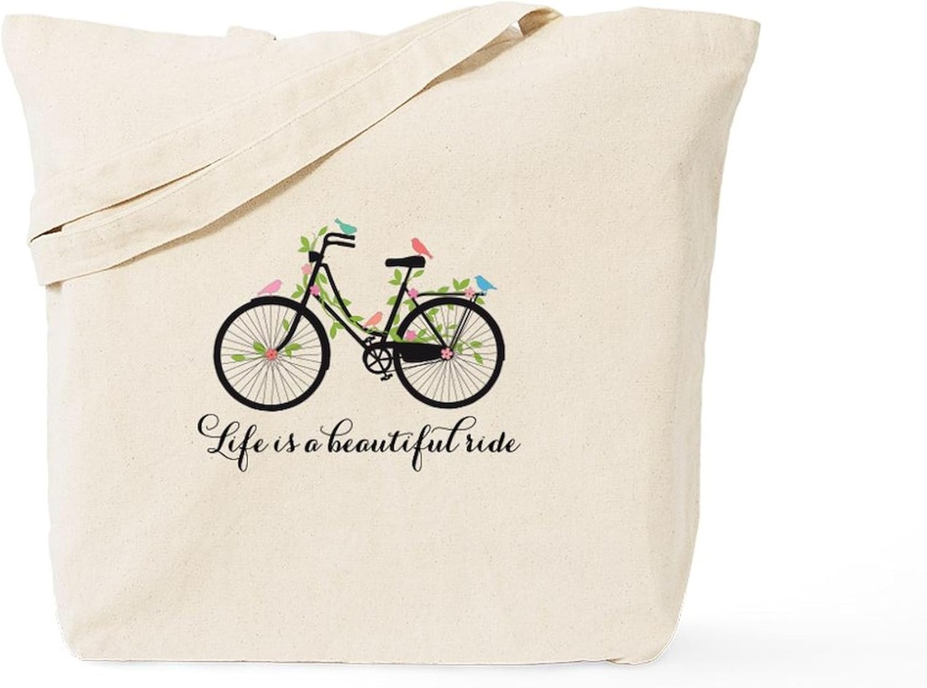 CafePress Life Is A Beautiful Ride Tote Bag Reusable Natural Beige Canvas Shopping Bag