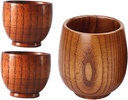 Luxshiny 3-Piece Wooden Sake Cup Set Natural Wood Sake Container or Water for Home and Restaurant Use