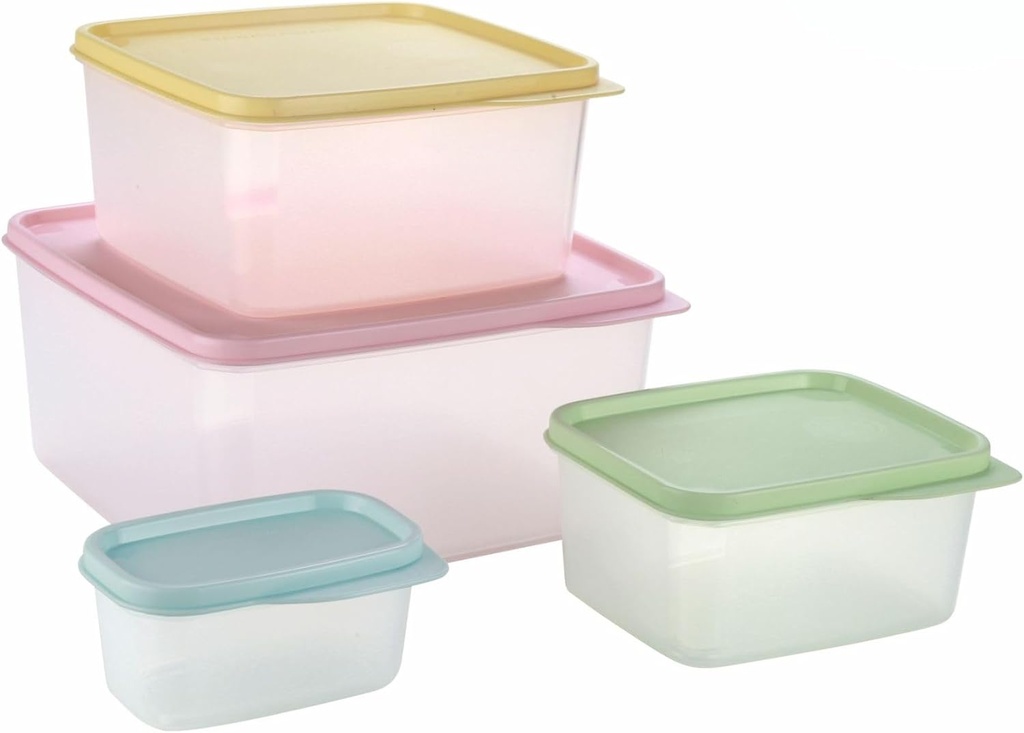 Food Storage Containers with Lids Set of 4 - 5oz, 16oz, 27oz, 84oz Leakproof Airtight Food Storage Containers – Non-BPA Transparent Plastic Containers for Food – Space Saving Nesting Design