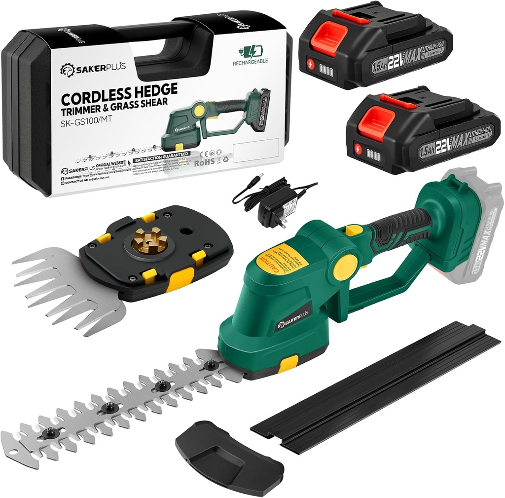Rechargeable 2-in-1 Hedge and Grass Trimmer, 22V Lightweight Cordless Shrub Cutter with Adjustable Head, Battery and Charger Included – Ideal for Lawn and Garden Work