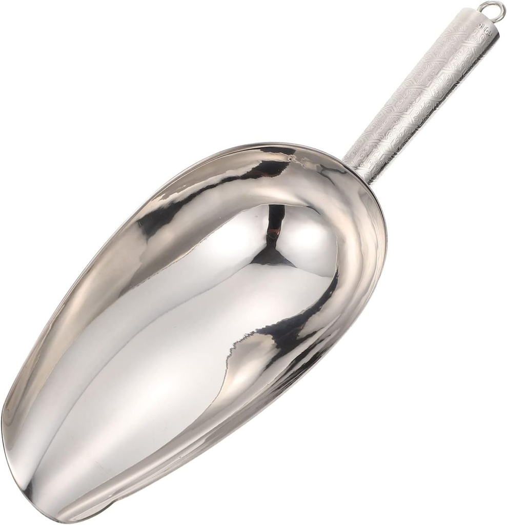 GANAZONO Multi-functional Stainless Steel Ice Scoop for Kitchen and Bar Use Ergonomic Design Versatile Grain Shovel for Ice Flour Beans and Candy