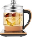 1.8L Electric Glass Kettle, 800W Multifunctional Glass Kettle Health Pot Maker, 12 Menu Smart Fruit Hot Tea Maker with Filter and Timing, for Scented Tea, Coffee, Soup, Hot Pot, Boiled Eggs