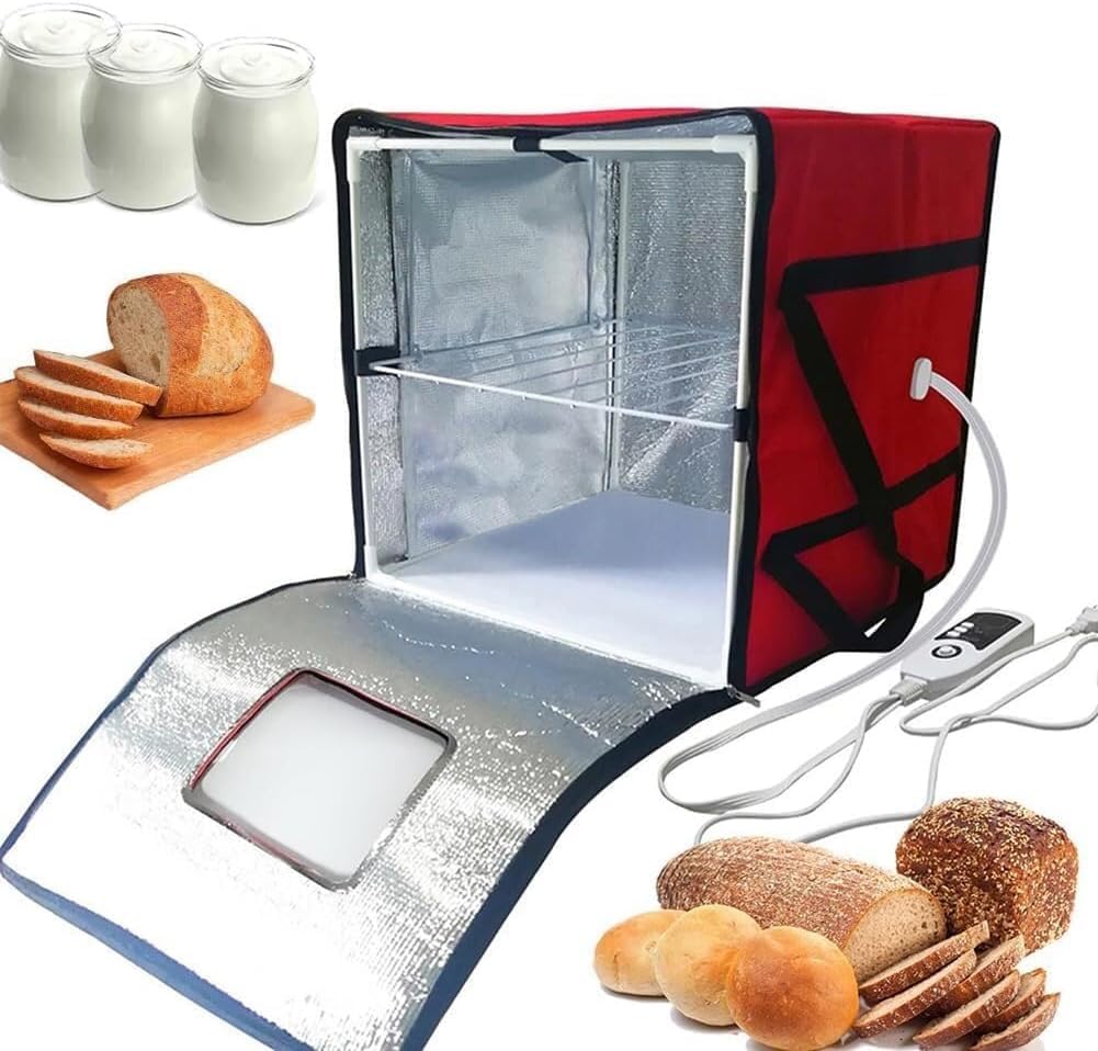 Sourdough Bread Fermentation Machine with Heater | Reusable Starter Jar | Complete Dough Proofer & Baking Tools Kit(Size:Medium,Color:Red)