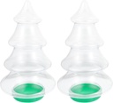 PRETYZOOM 2pcs Christmas Candy Jar Clear Tree Shape Food Storage Jar with Lid Xmas Plastic Cookie Chocolate Container Christmas Party Favor Bottle (1.55L)