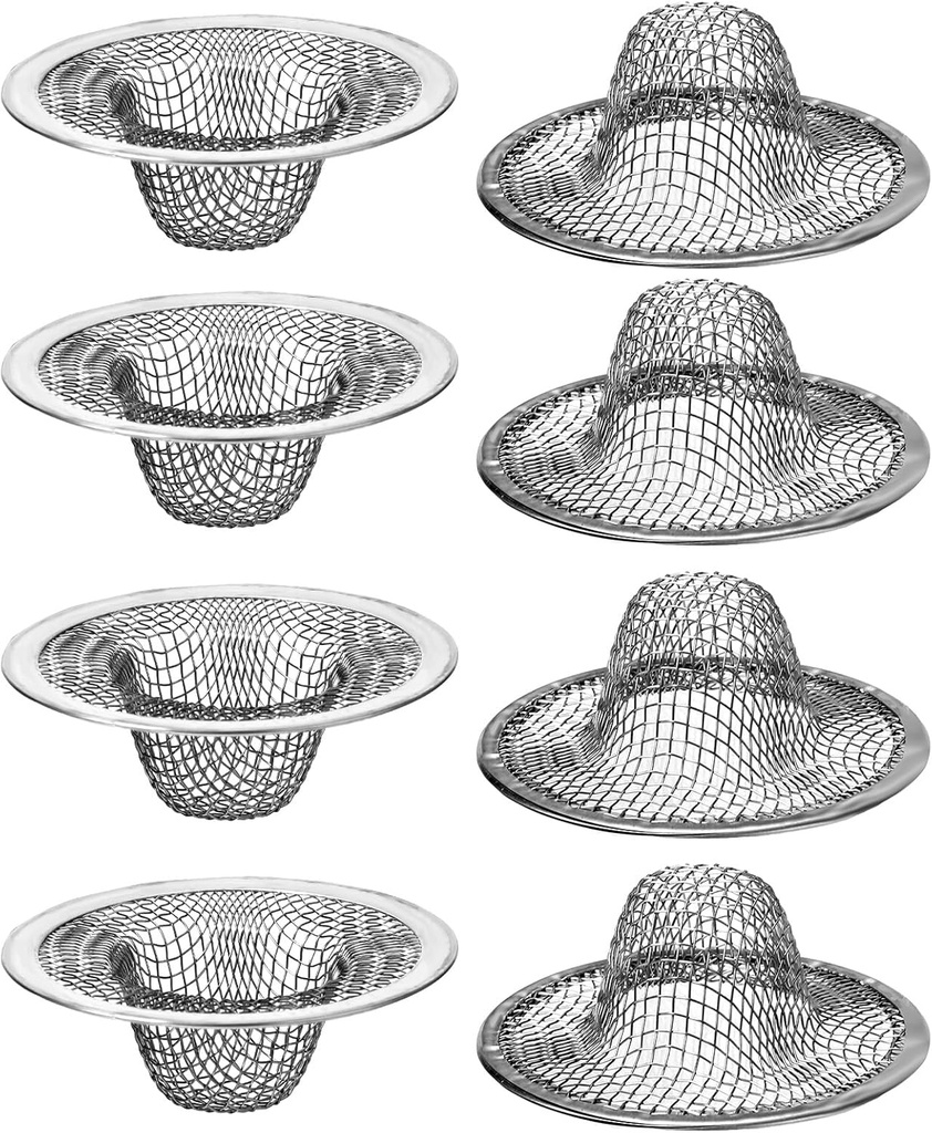 8 Pieces Mesh Sink Strainer, 2.12" Top / 1" Bathroom Stainless Steel Drain Filter Small Hair Basket Catcher Fits Most Kitchen Sinks Bathroom Sinks Shower Drains Floor Drain